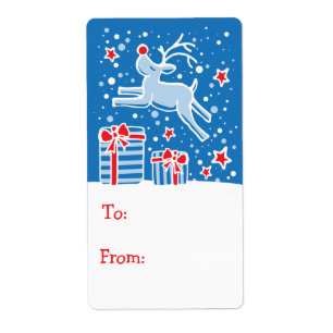 Julrengåva, märkre blå (till och från) fraktsedel