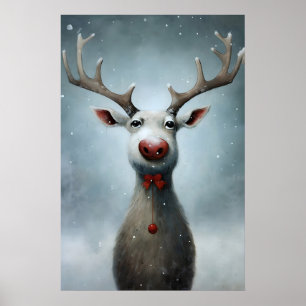 Julrenmålning, rustik vintervägg poster