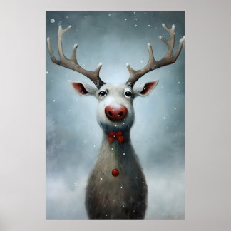 Julrenmålning, rustik vintervägg poster