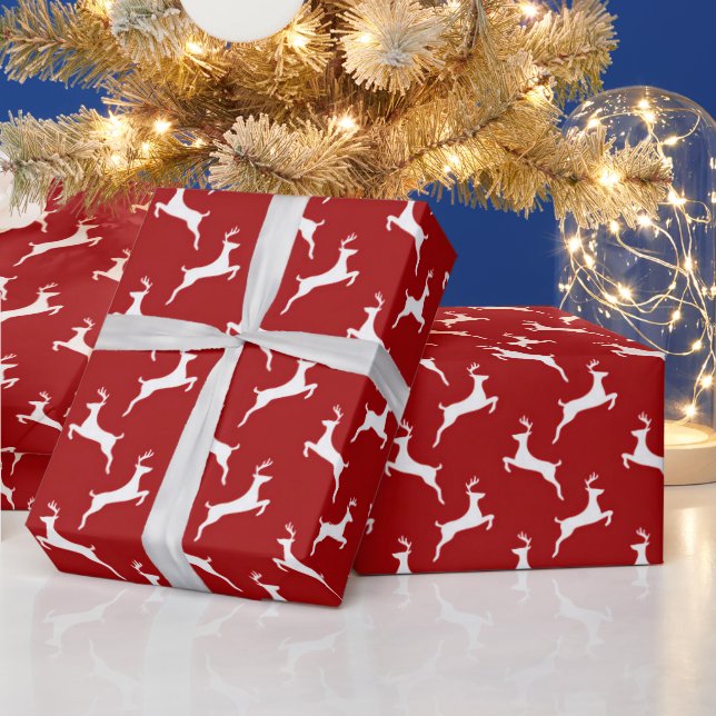 Julrenrött vitt presentpapper (Helgdagar)