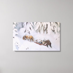 Julresa genom Snö (av Kittelsen) Canvastryck