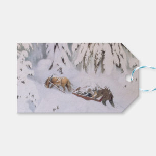 Julresa genom Snö (av Kittelsen) Presentetikett