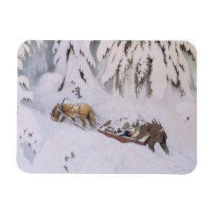 Julresa genom Snö på vintern Magnet