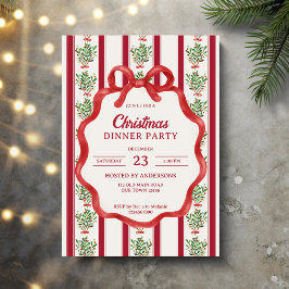 Julretro rand, mormilenig middag party inbjudningar
