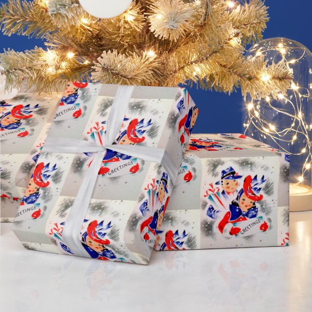 Julretro Vintage par party-byte Presentpapper (Helgdagar)