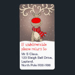 Julreturetiketter grått fraktsedel<br><div class="desc">Cute illustrerade jultomtetiketten. Anpassa intryck av att tomten har returnerat en gåva eller brev med dina adress-uppgifter eller lämna till ge. Underbar för att skicka paket och kort över julklappar. Illustration av Sarah Trett.</div>
