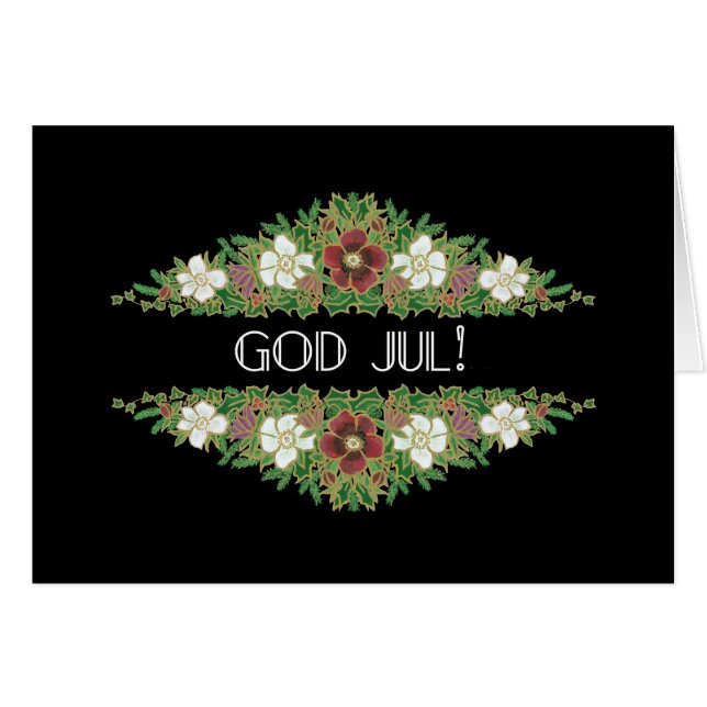 Julro, Hellebores, norskt språk Hälsningskort (Framsidan Horizontal)