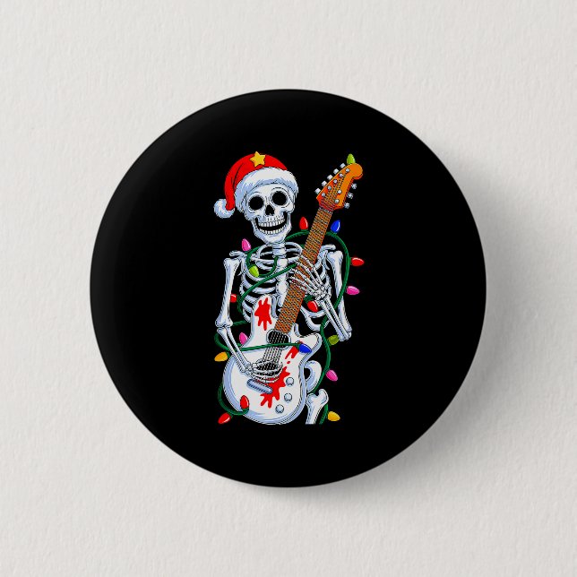 Julrockare Skelett Jultomte Rockhand Jul Man Knapp (Framsida)