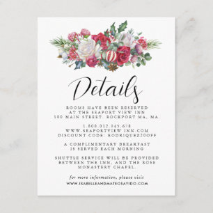 Julröd Blommig Bröllopsgäst Detaljer Tilläggskort