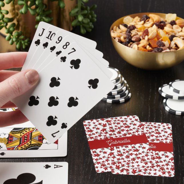 Julröd floristisk botanisk casinokort (På plats)