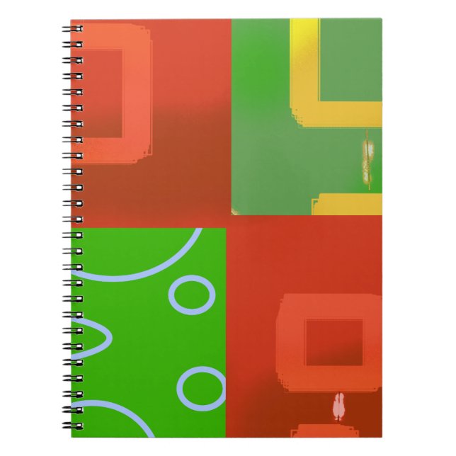 Julröd Grön Geometrisk  Anteckningsbok (Framsidan)
