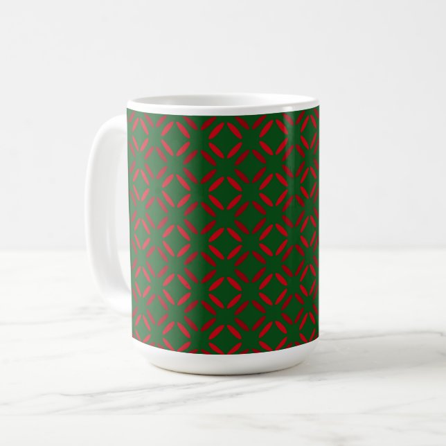 Julröd grön geometrisk mönster. kaffemugg (Framsida vänster)