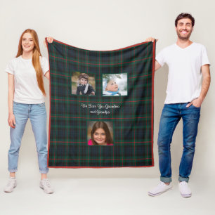 Julröd Grön Tartan Rutig Mormor Morfar Fleecefilt