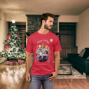 Julröd guld team fotologo t shirt