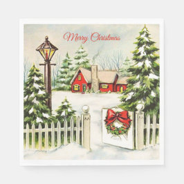 Julröd huslantern tallbarr papper pappersservett