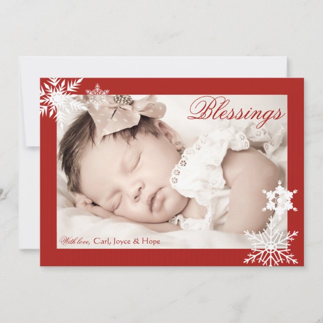 Julröd kant fotokort julkort (Framsida)