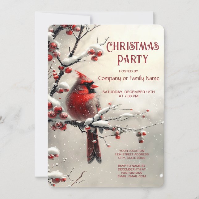 Julröd Kardinal Julfest Inbjudan (Framsida)