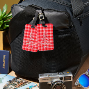 Julröd Karoad Holiday Diagonala Ränder Bagagebricka
