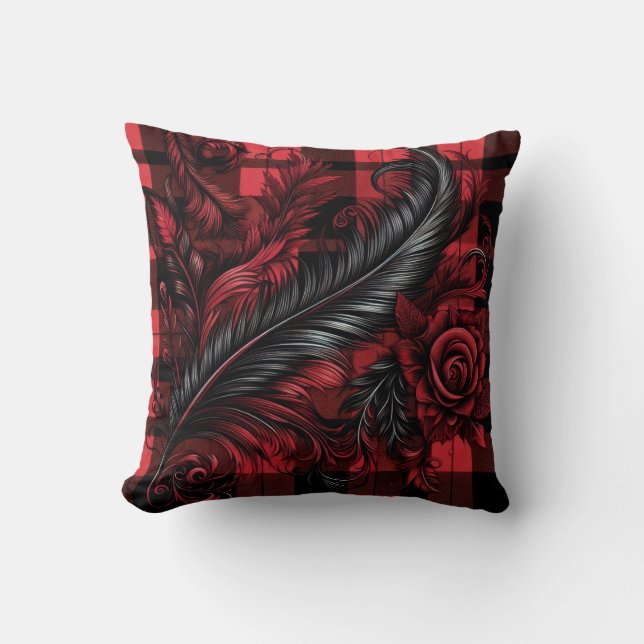 julröd karott elegant blomster kudde (Framsida)