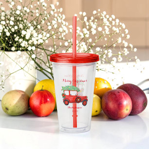 Julröd lastbilsakryl Tumbler Take Away Mugg