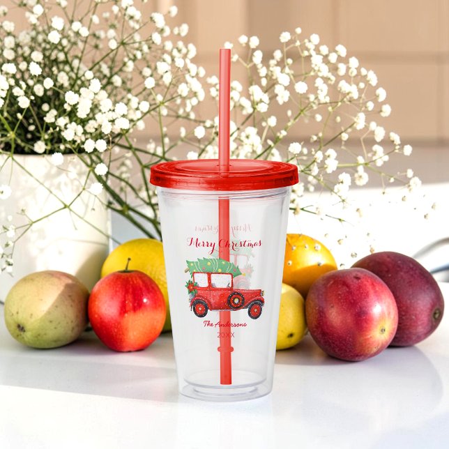 Julröd lastbilsakryl Tumbler Take Away Mugg (Skapare uppladdad)