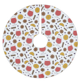 Julröd mullig krydda vin teckning julgransmatta borstad polyester