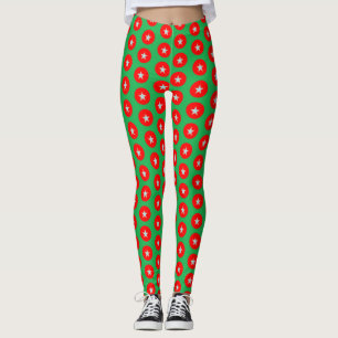Julröd och grön design leggings