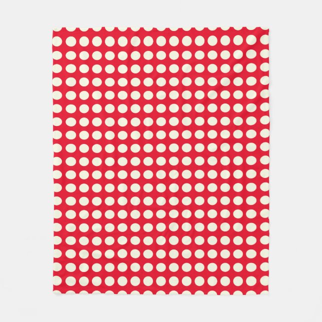 Julröd och vit geometrisk prickmönster  fleecefilt (Framsidan)