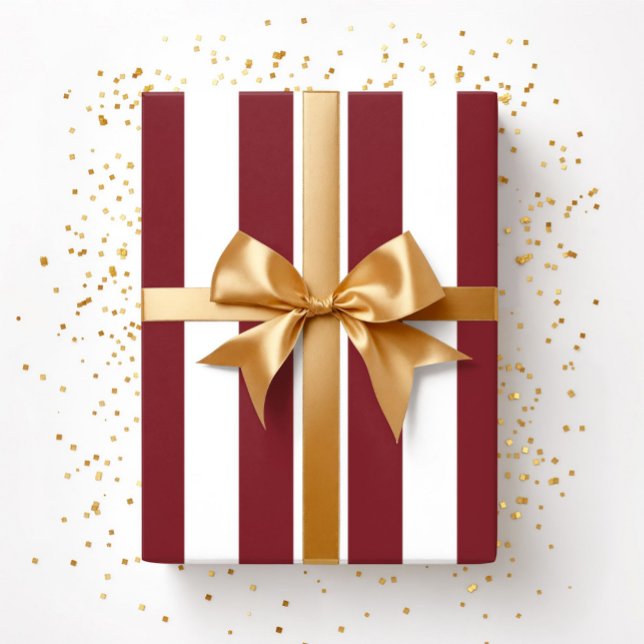 Julröd och vit randig mönster presentpapper (Christmas Red And White Stripes Pattern Wrapping Paper)