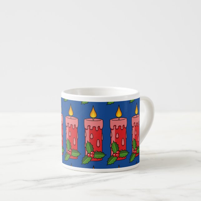 Julröd pelarkaka med järnek espressomugg (Framsida höger)