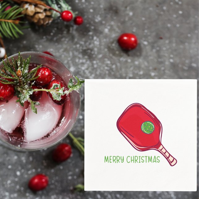 Julröd Pickleball-paddeldesign Festive Pappersservett (Skapare uppladdad)