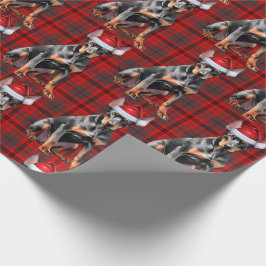 Julröd Plaid Dobermann Jultomte Hund Jul Presentpapper