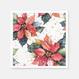 Julröd Poinsettia Festiv Glitter Holiday Pappersservett