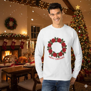 Julröd Rosenkran Julen Är Här T Shirt
