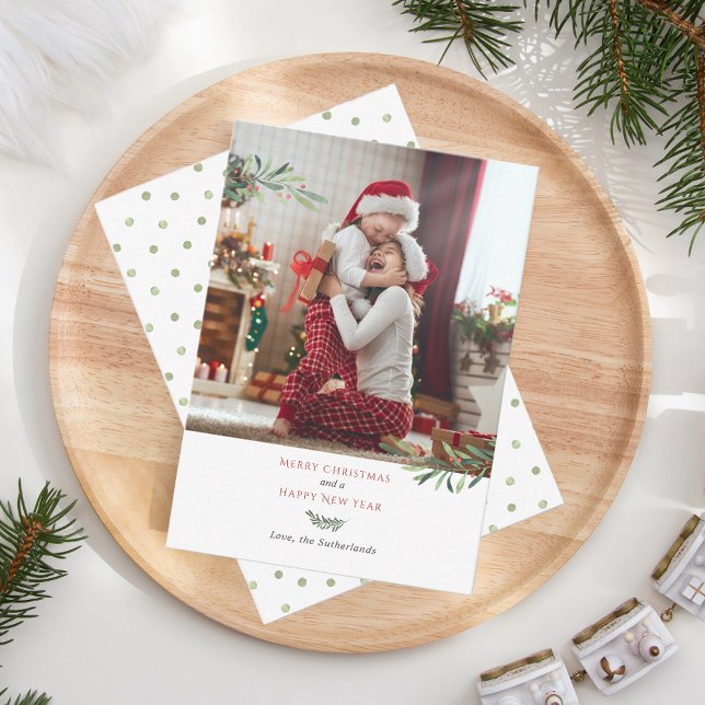 Julröda Bär Foto Nyår Högtid Anteckningskort (Family Photo Custom Christmas Greetings)