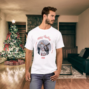 Julröda familjefoto namn t shirt
