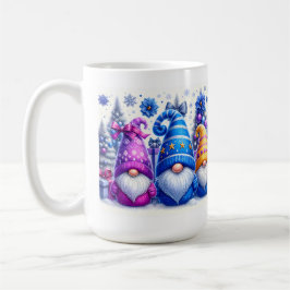 Julröda och blå tomtar kaffemugg