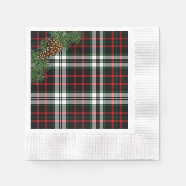 Julröda Tartan-rutiga Kottar Pappersservett (Framsidan)