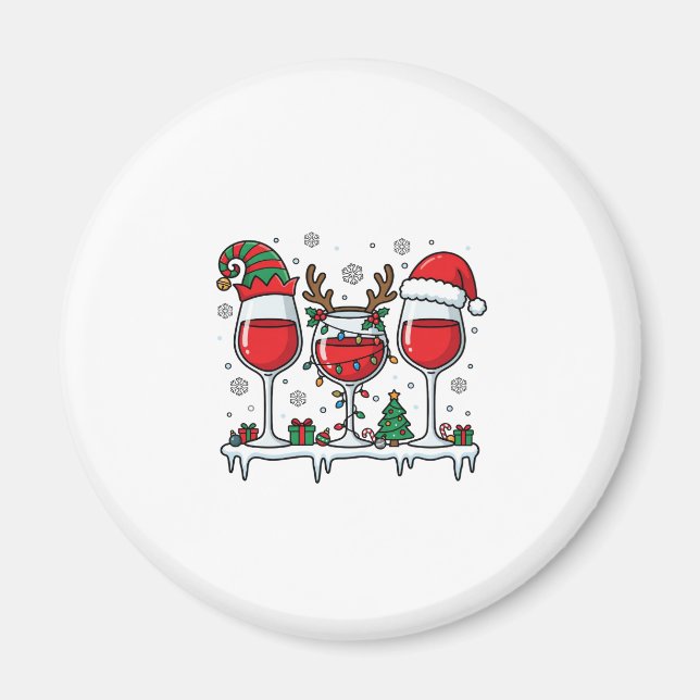 Julröda vin glas semester vektor magnet (Framsidan)