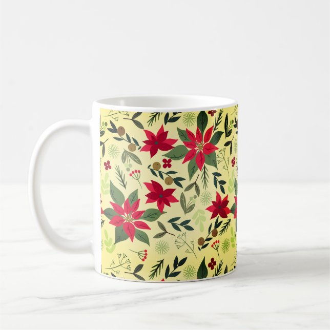 Julrödblommor Mönster-11600 Kaffemugg (Vänster)