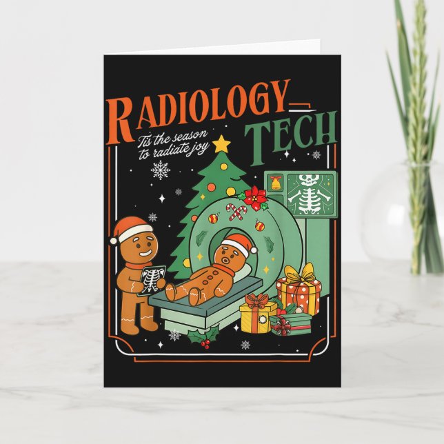 Julröntgen Tech Rolig Gingerbread Man Rad Kort (Framsida)