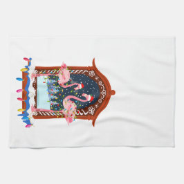 JulRosa Flamingos helgdag Kökshandduk