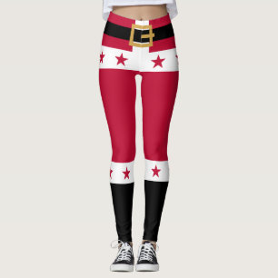 Julröta vitstjärnor Bälte Jultomten Kvinnor i Leggings