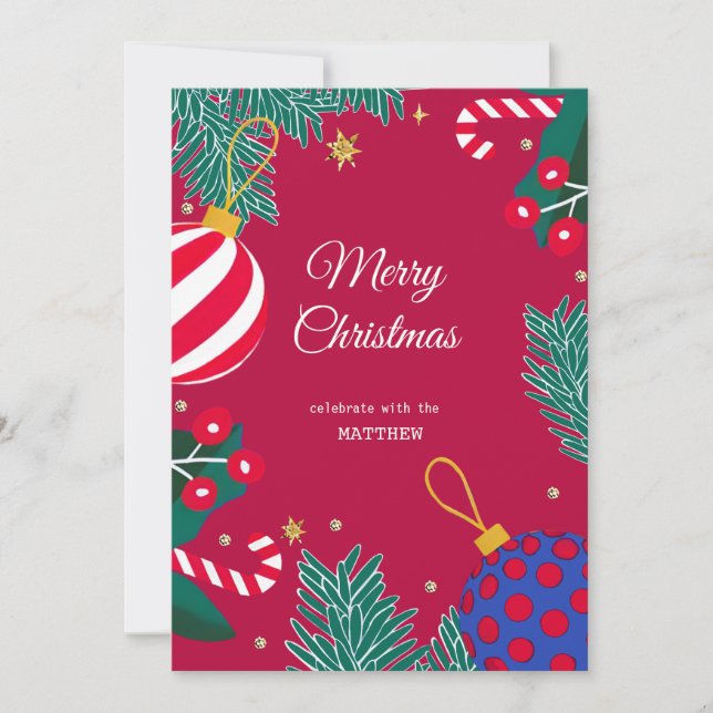 Julrött berrys andningsinbjudan inbjudningar (Framsida)