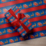 Julrött blått jultomtskäggigt sjöröveri presentpapper<br><div class="desc">Röd blå Jultomten som kör en sömnig julomslutning papper</div>
