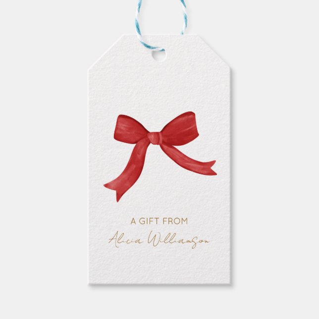 Julrött coquette Bow Personlig Gift från Presentetikett (Framsidan)