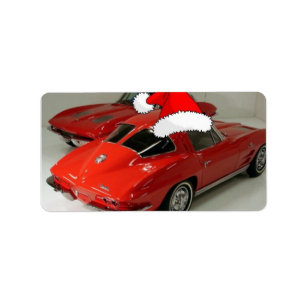 Julrött Corvette Classic Split Window Adressetikett