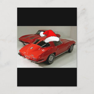 Julrött Corvette Classic Split Window Helg Vykort