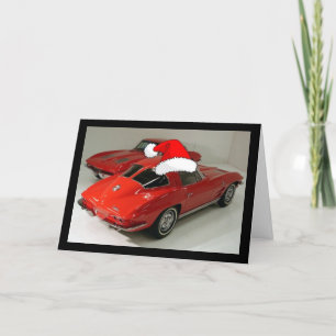 Julrött Corvette Classic Split Window Helgkort