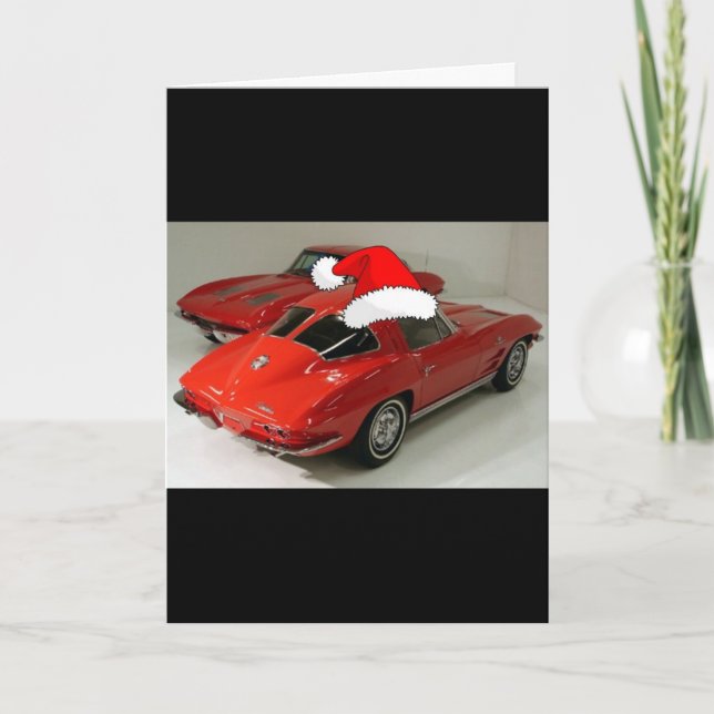 Julrött Corvette Classic Split Window Helgkort (Framsida)